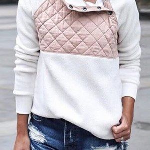 Quilted Snap Neck Fleece Pullover